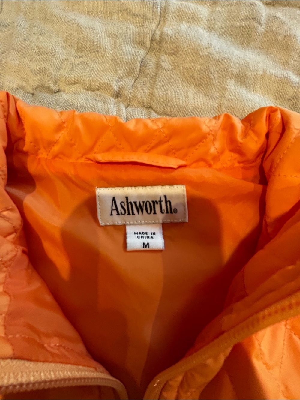 Ashworth Bright Orange Quilted Puffer Jacket